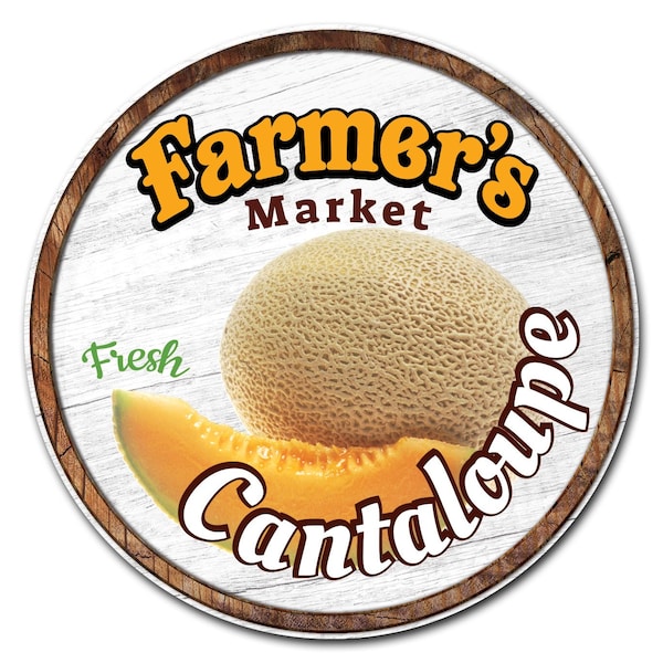 Signmission Corrugated Plastic Sign With Stakes 16in Circular-Farmers Market Cantaloupe, C-16-CIR-WS-Cantaloupe C-16-CIR-WS-Cantaloupe - main